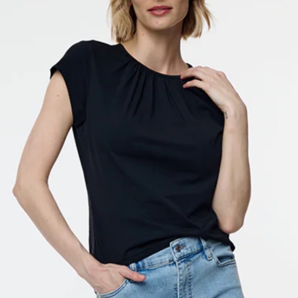 FRAME The Gathered Tee in Classic Black Cotton NWT